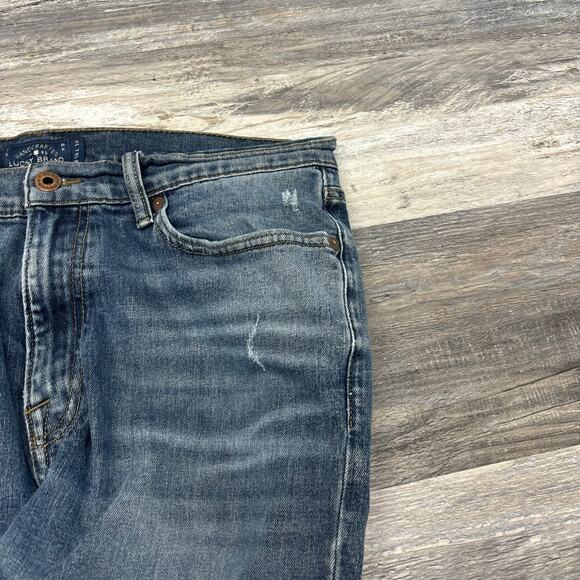 Lucky Brand 410 Dark Wash Blue Mens 34x30 Athletic Fit Straight Stretch Jeans - Picture 7 of 13